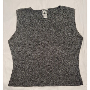 Clio Vintage Silk Blend Sleeveless Blouse Size Large Dark Gray